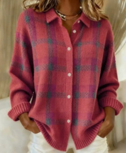 Camila | Rosewood Plaid Cardigan